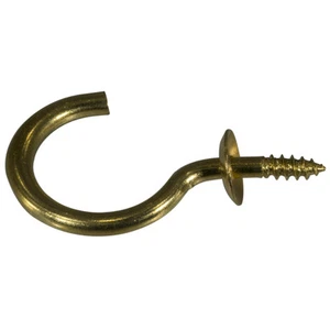 25/32" x 1-1/2" Brass Cup Hooks (10 pcs.) - Picture 1 of 1