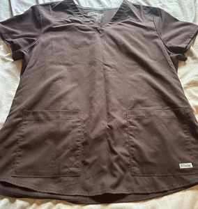 Women’s Grey’s Anatomy Solid Brown Scrub Top Size XL - Picture 1 of 8