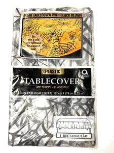 Tovaglia Amscan Spider Web plastica trasparente design nero 54x108” Halloween nuova con scatola - Foto 1 di 4