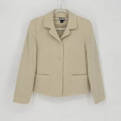 Blazer para mujer ANN TAYLOR 6 beige/marfil mezcla de lana cuello 3 botones delantero Foto 1 de 4
