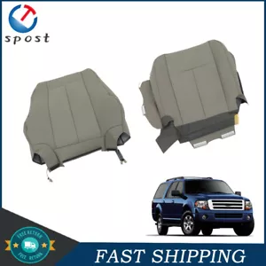 Pair New Driver Bottom & Top Leather Seat Cover Gray For 07-14 Ford Expedition - Picture 1 of 18