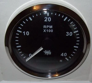 Drehzahlmesser 85 mm Diesel 0-4000 RMP Schwarz Blende chrom  für Boot Schiff - Bild 1 von 1