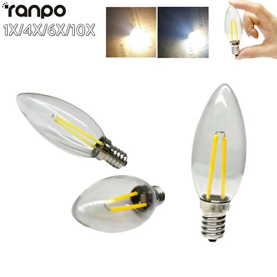 2w E14 E12 C25 Led Candle Light Bulbs For home Cob 3000k 6000k Retro Filament - Image 1 of 4