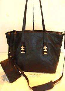 Dylan Kain Leather Tote Handbag with Small Pouch, Dust Cover & Shoulder Strap - Picture 1 of 7