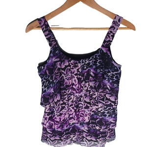 Vintage Y2K Top Damen Medium Stufen Blumen dunkel Cottagecore Fee 00er feminin - Bild 1 von 8