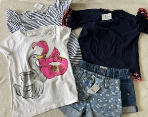 Crewcuts Girls Size 8 Clothing Lot Of 5 Pieces, 3 Tops & 2 Denim Shorts NWT - Picture 1 of 1