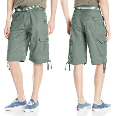 Akademiks Hombres Cameron Sarga Carga Pantalones Cortos Ejército Verano Relajación Informal Calce Cinturón Foto 1 de 4