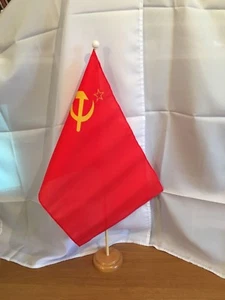 USSR FLOOR STANDING FLAG & WOODEN BASE - Picture 1 of 1