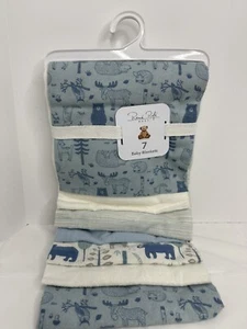 Rene Rofe Baby Boy 7 Baby Blankets Blue White Outdoorsy 100% Cotton New - Picture 1 of 4