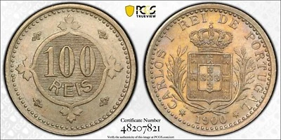 Portugal 1900 100 Reis PCGS MS64 - Image 1 of 4