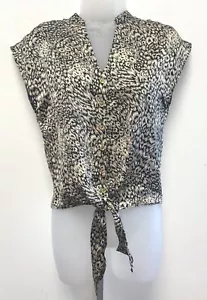 NEW! Oasis UK6 Eur34 US2 black-mix tie-waist sleeveless top - Picture 1 of 7