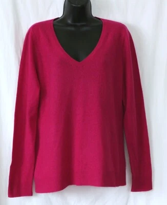 Suéter ANN TAYLOR Cachemira Magenta Cuello en V 42 en Pecho 25.5 en Largo Talla L EXCELENTE Foto 1 de 3