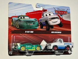 DISNEY PIXAR CARS 2024 M FAST FONG & KRIS REVSTOPSKI WHITE FLAG 2-PACK HTF NIP - Picture 1 of 3