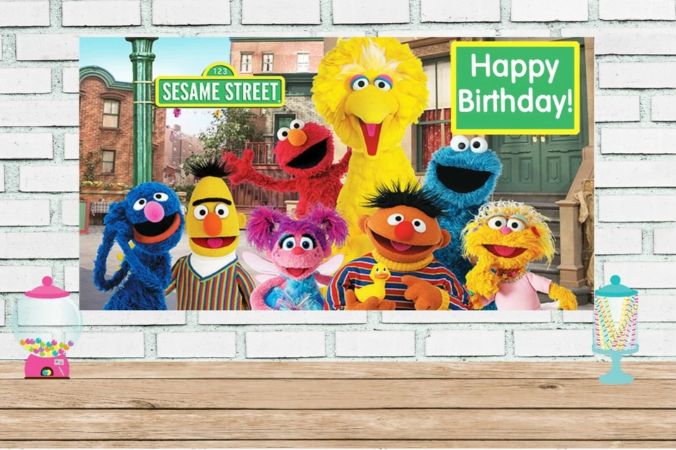 3x6 Sesame Street Vinyl Birthday Banner - Image 1 of 2