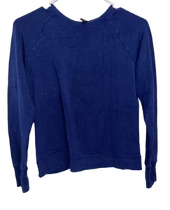 Athleta Girl Cozy Cross Your Fingers Sweatshirt Size Large Navy Blue - Picture 1 of 5