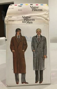 RARE! 1970s 7467 Vintage Vogue Men's Coat Sewing Pattern, Size 40 & 44 UNCUT/FF - Picture 1 of 5