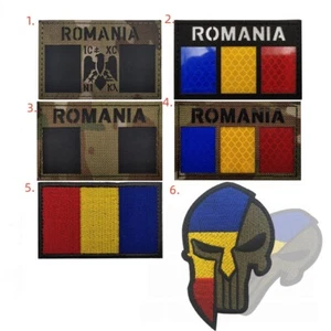IR Reflective Embroidered Euro ROMANIA Flag Hook Loop Patch Back Fastener Badge - Picture 1 of 10