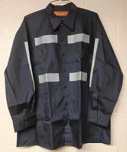 Official Workwear Work Shirt Long Sleeve Hi Vis Dark Gray Black Men's 2XL NEW - Picture 1 of 7