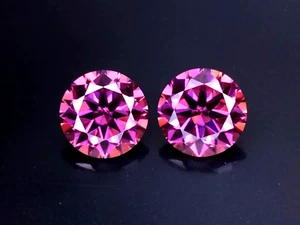 3.67 CTS Pink moissanite round cut 2pcs watch video - Picture 1 of 2