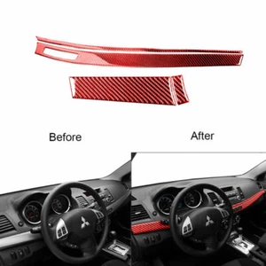 4Pcs Red Carbon Fiber Dashboard Panel Cover Trim For Mitsubishi Lancer 2008-2015 - Picture 1 of 11