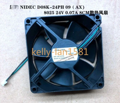 100% Test 1pc NIDEC D08K-24PH 09 (AX) 8025 8CM 24V 0.07A 3-wire Cooling Fan - Image 1 of 2
