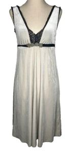 NEW Free People Pewter Velvet Lace Embellished Empire Waist Dress Medium $108 - Picture 1 of 7