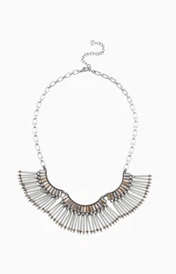 STELLA & DOT Twilight Silver Fringe Statement Necklace  - Picture 1 of 3
