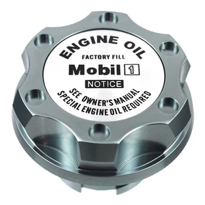 Gunmetal Billet Silver Mobil 1 Anodized Oil Cap Filler For GM Silverado Sierra - Picture 1 of 2