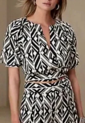 Женский укороченный топ Banana Republic из хлопковой смеси черный кремовый размер средний - Изображение 1 из 4