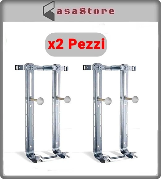 COPPIA STAFFE UNIVERSALI SANITARI SOSPESI BIDET WC ACCIAIO PORTATA 400KG (2Pz.)