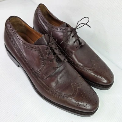 Polo Ralph Lauren Brown WINGTIP Oxford Dress Shoes Made In ITALY 10 D - Image 1 of 4