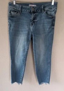 KanCan Jeans Size 14 Blue Skinny Ankle Mid Rise Stretch Distressed Hem Capris - Picture 1 of 14