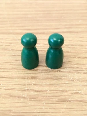 2 Wooden Green Pawns 25mm Playing Piece Board Game Tokens Spare Parts Bits - Image 1 of 3