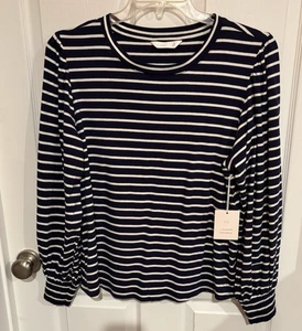 Lauren Conrad LC Navy Striped Long Sleeve Top - XL - NEW - Picture 1 of 4