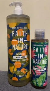 Faith In Nature 1L Natural Grapefruit & Orange Body Wash &300ml Dragonfruit Body - Picture 1 of 5