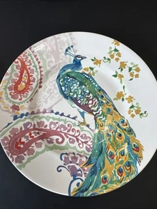 Set Of 4 Fine Porcelain Andalusia Peacock 222 Fifth Salad Dessert Lunch Plates - Picture 1 of 4