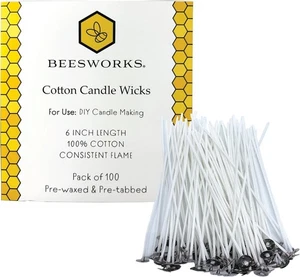 100 Stück Baumwolle Kerzendocht 6" vorgewachst zur Herstellung, Zum Selbermachen  - Bild 1 von 5