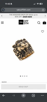 Gucci Lion Head Ring (Size IT 15) - Image 1 of 3