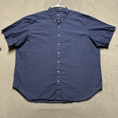Ralph Lauren Shirt Mens 3XB BIG Navy Blue Button Down Short Sleeve EUC - Image 1 of 4