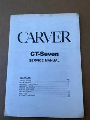 Manual de servicio original Carver CT-7 Foto 1 de 3