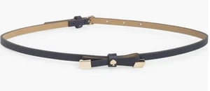New w/Tags Kate Spade 8mm Blue Leather Shoestring Bow Belt Size Large FREE SHIP - Picture 1 of 2