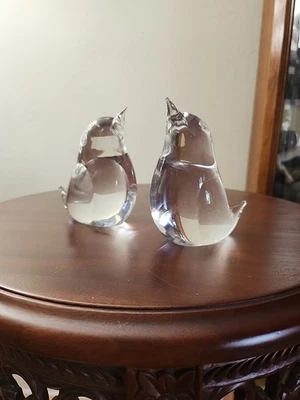 2 Vintage Murano Signed Oggetti Clear Glass Birds Italy 4"x3.5" - Image 1 of 4
