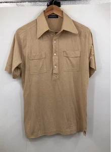Men's Damon Tan Vintage Short Sleeve Dagger Collar - Size Large - Picture 1 of 11