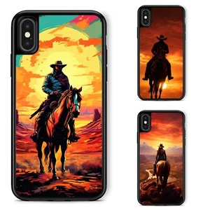 Anti wear Cover art western 1850s cowboy For iPhone XS 11 12 13 14 15 16 Pro Max - Picture 1 of 25