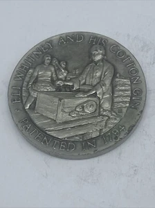 Eli Whitney And His Cotton Gin - 1794 - Longines Symphonette Pewter Medal - Picture 1 of 3
