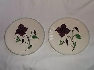 2 Blue Ridge Southern Potteries Fondeville Fleurs 8 1/2" Plates Purple Flowers - Picture 1 of 7