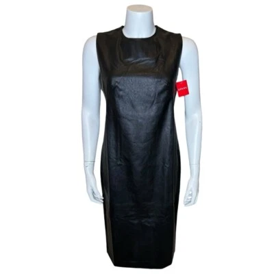 Spanx Leather-Like Sleeveless Fitted Sheath Dress S Black Stretch 20392R NWT - Image 1 of 4