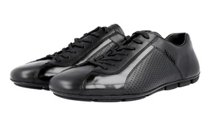 LUXURY PRADA SNEAKERS SHOES 2ED038 BLACK LEATHER NEW US 7.5 EU 40,5 41 - Picture 1 of 11
