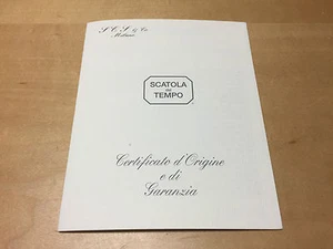 Booklet Scatola Del Tempo - Certificate Of Origin And Warranty - For Collectors - Picture 1 of 1