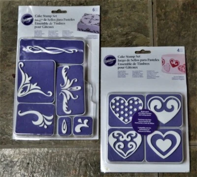 WILTON CAKE STAMPS SET OF 6 FLOURISHE DESIGNS & 4 Hearts BRAND NEW FREE SHIPPING - Image 1 of 3